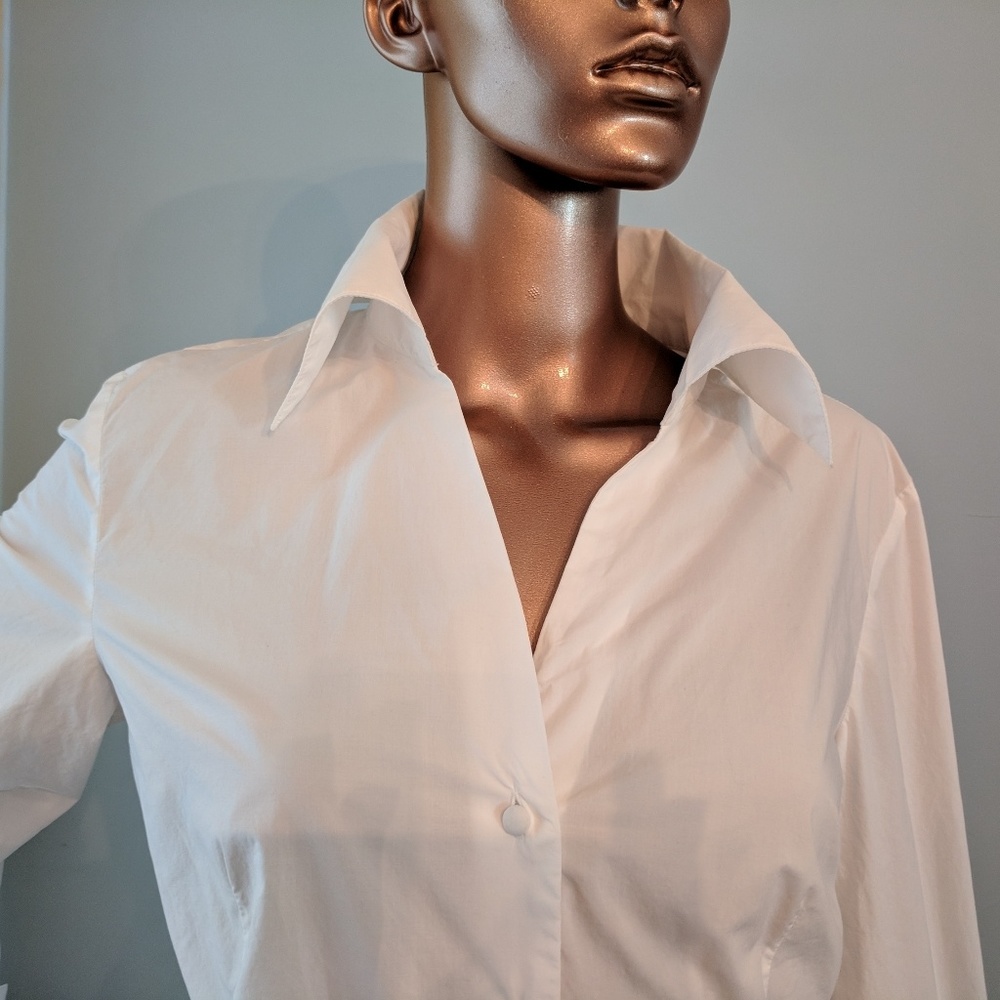 💚 Talbot's Poplin Shirt w/ Diamonte Buttons NWOT